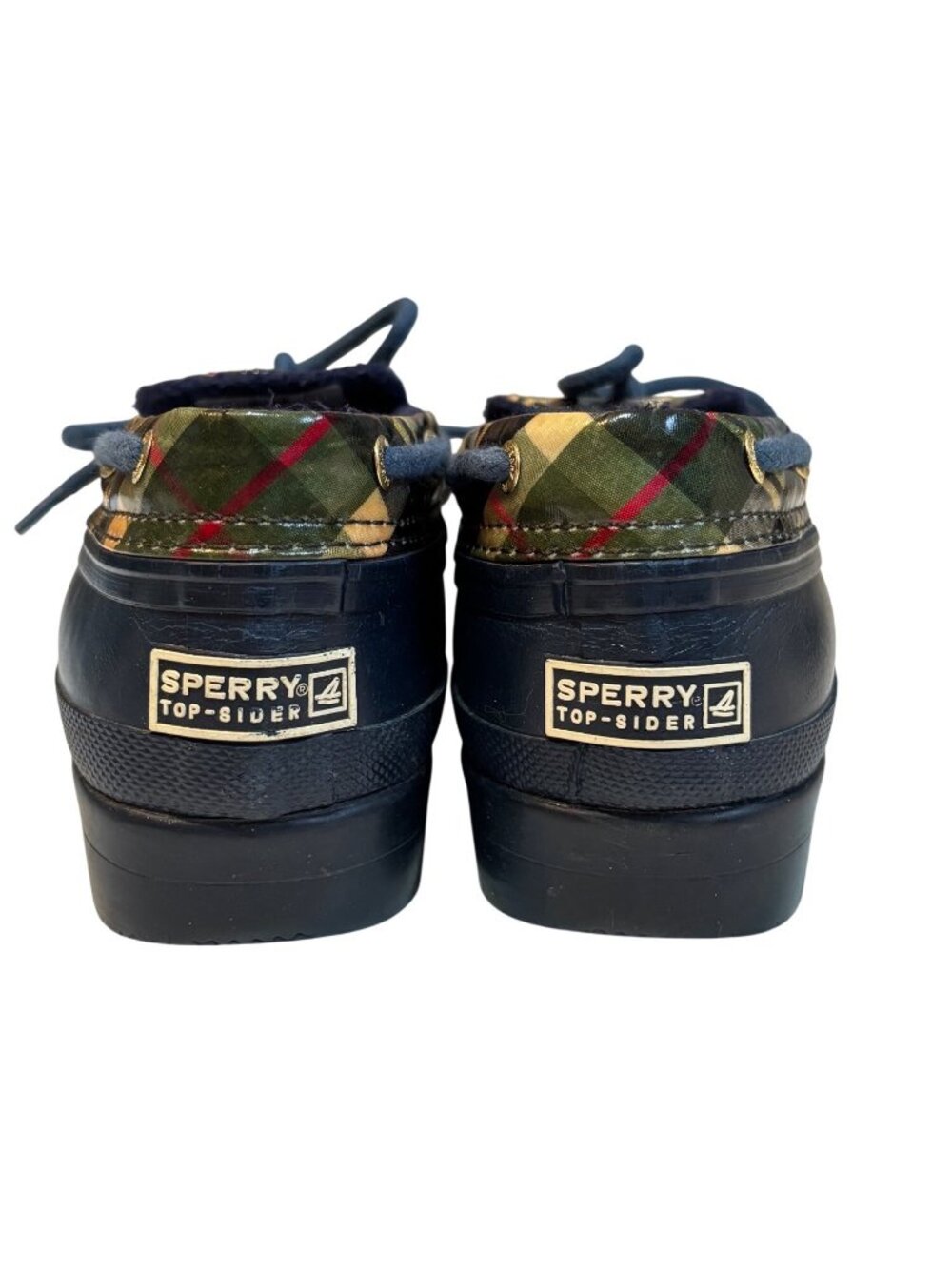 Sperry Top-Sider Womens Waterproof Rubber Duck Boots With Plaid Design 6 Navy & - Picture 10 of 13